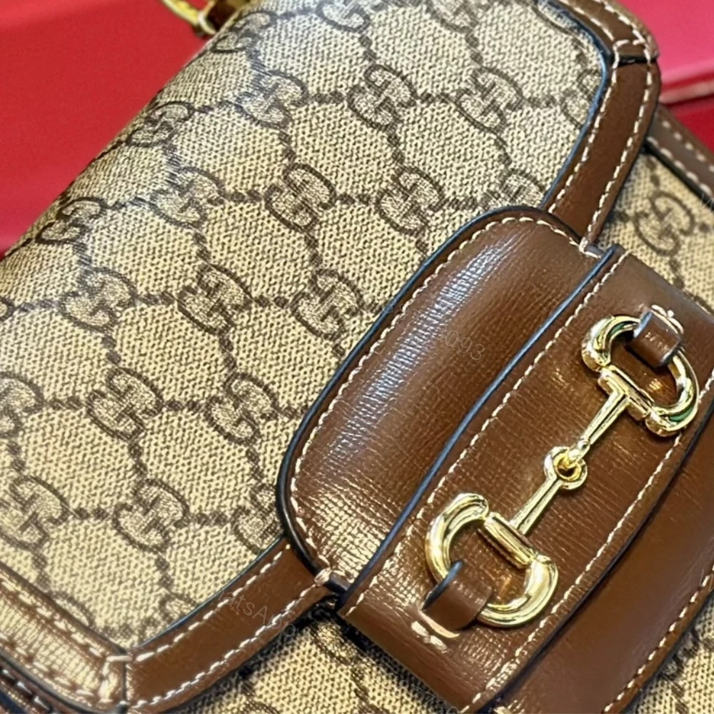 View 5 of Gucci Horsebit 1955 Mini Top Handle Bag Beige And Ebony 14Cm 781387 92TCG 8563