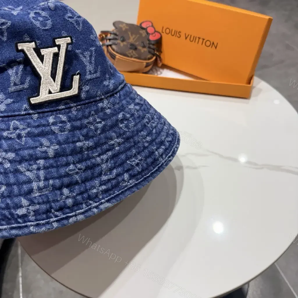 View 3 of Denim Monogram Bucket Hat – Luxury Everyday Style