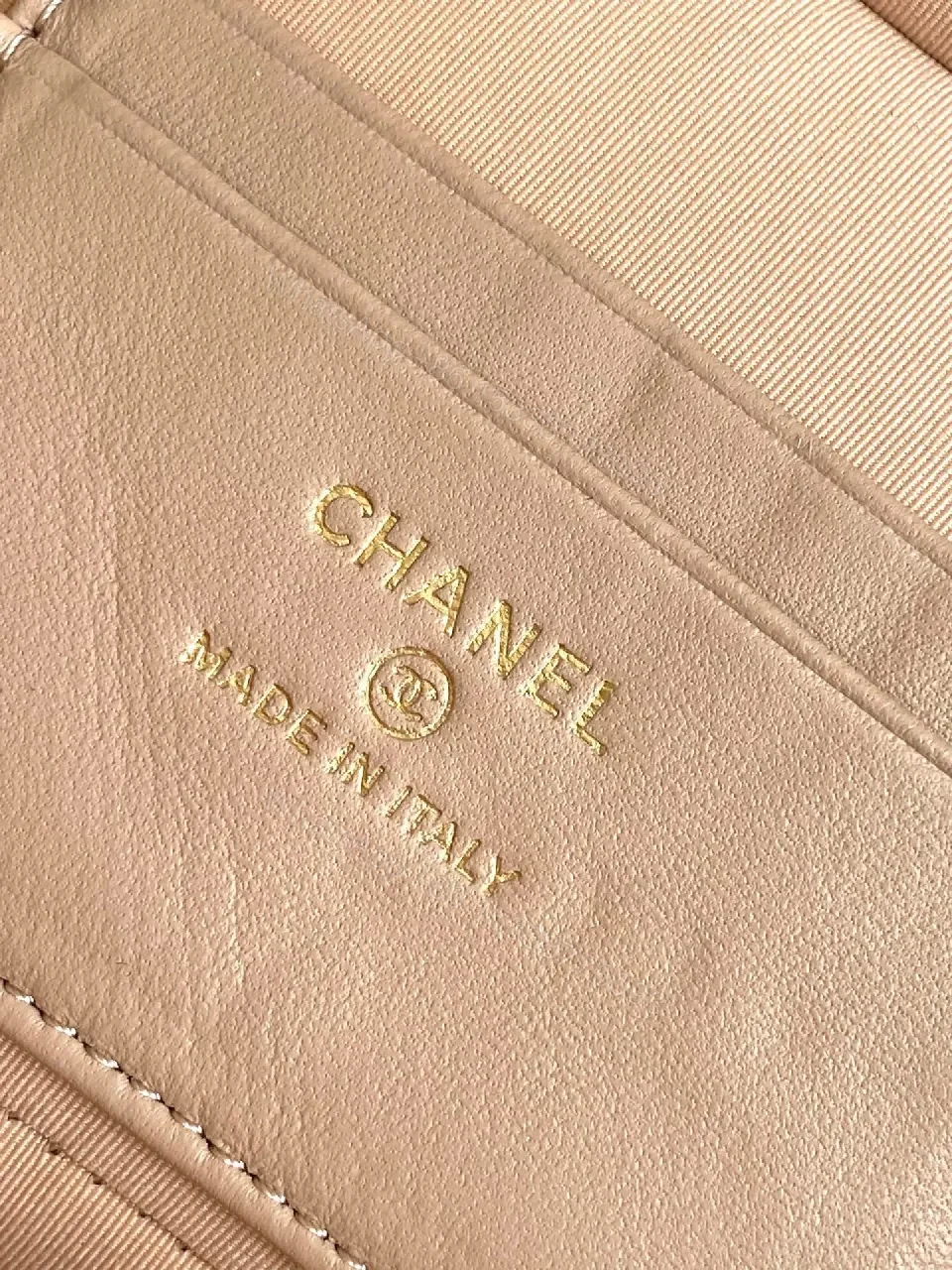 View 3 of Blush Quilted Mini Satchel with Gold Chain - Compact Luxury Crossbody