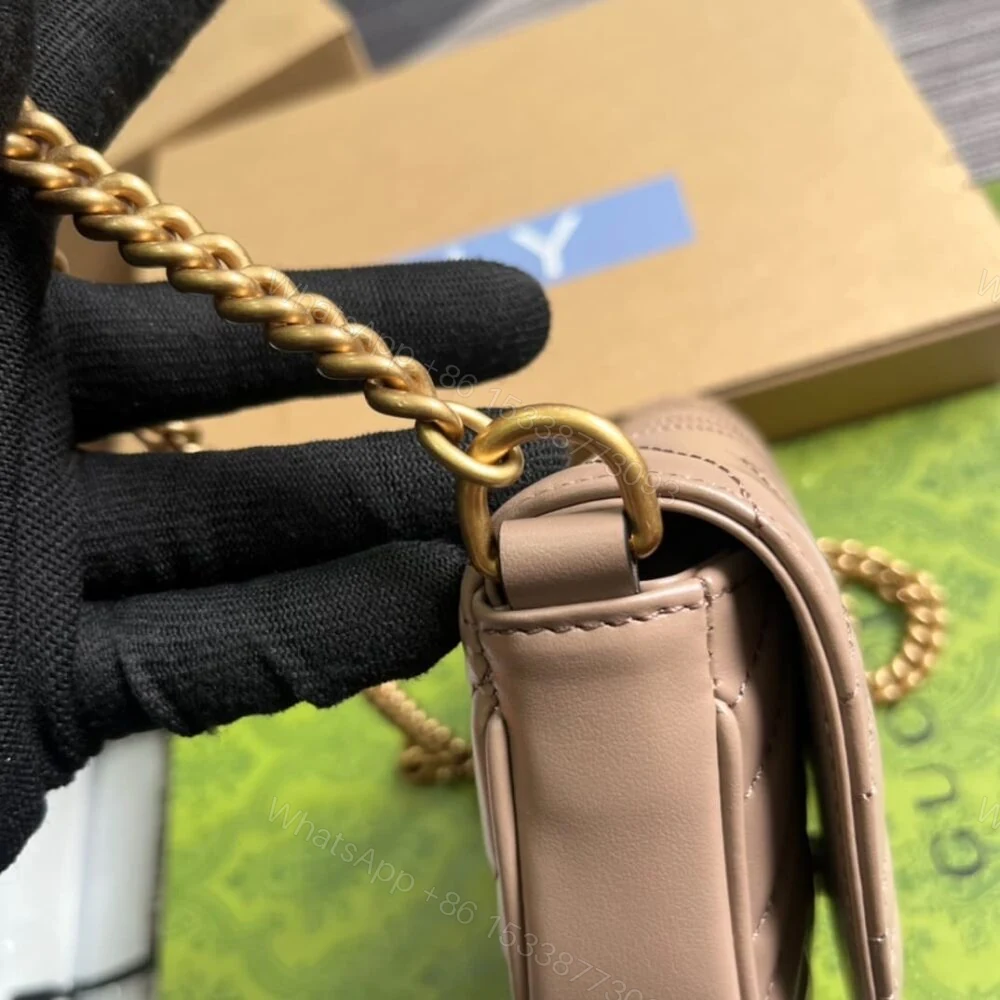 View 6 of Gucci GG Marmont Matelassé Chain Mini Bag Beige 20Cm