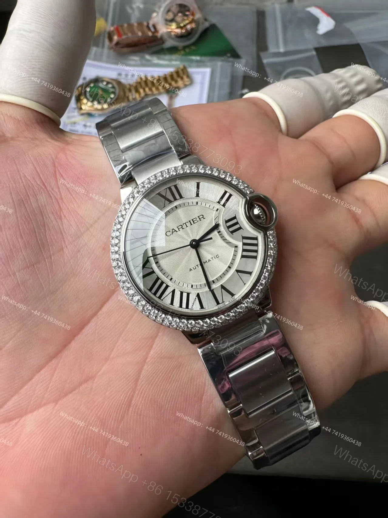 View 4 of Cartier Super Clone Ballon Bleu Diamond bezel 42MM
