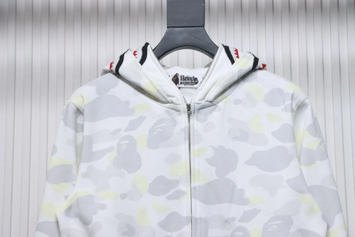 View 5 of BAPE Shark's Head Tiger's Head Zipper Luminous Camouflage Double Hoodie