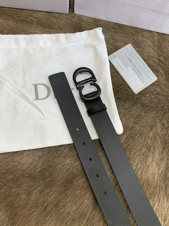 View 8 of Refined Black Leather Belt with Dior Interlock Buckle