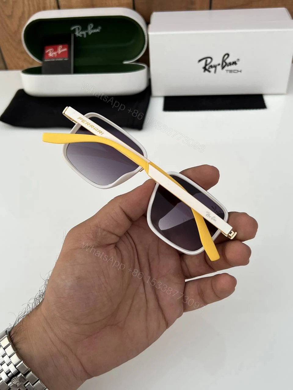 View 4 of First Copy RayBan 8840 Gold Yellow Sunglasses