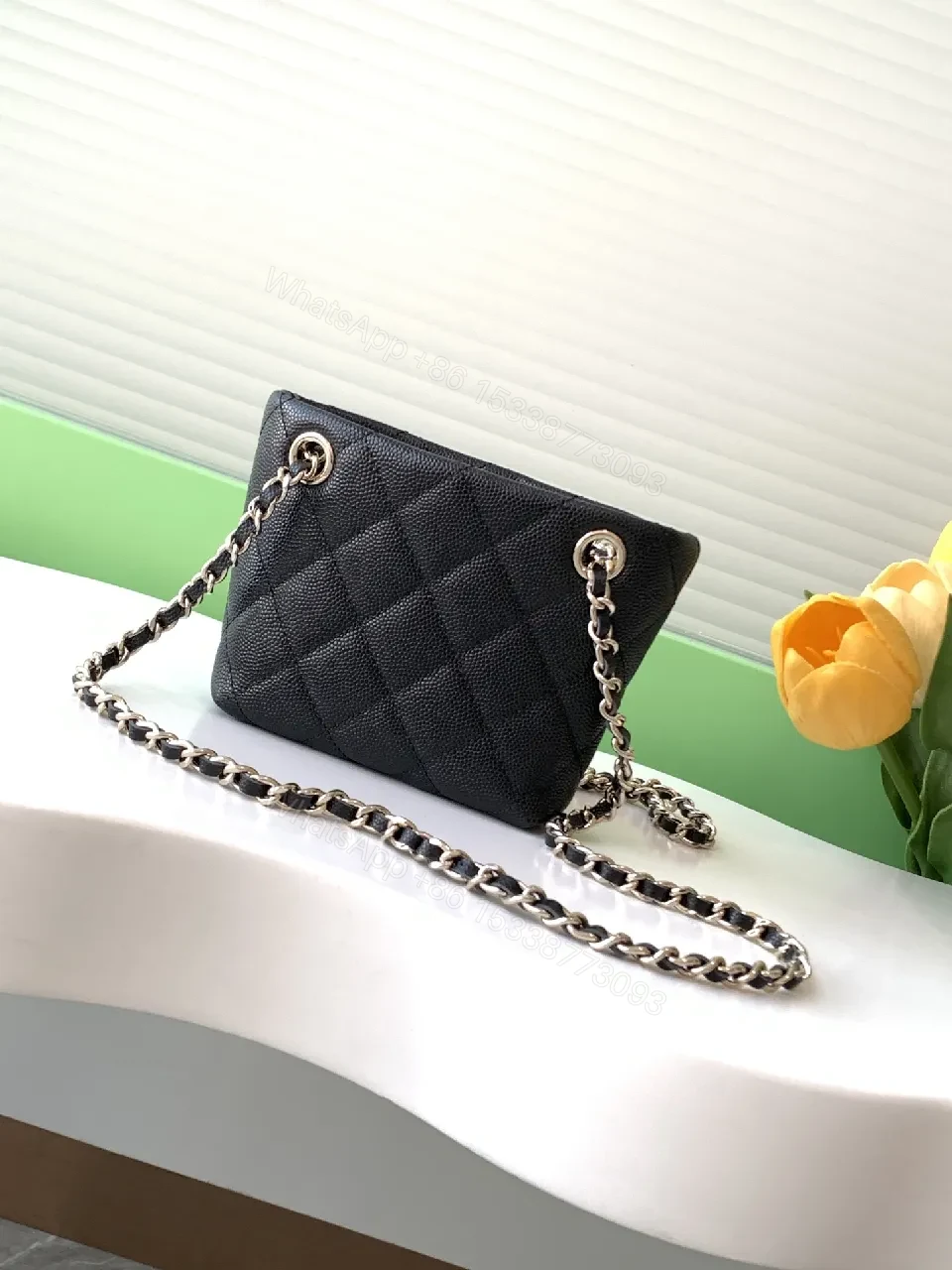 View 6 of Small-Structured Quilted Bag with Iconic Chain Strap