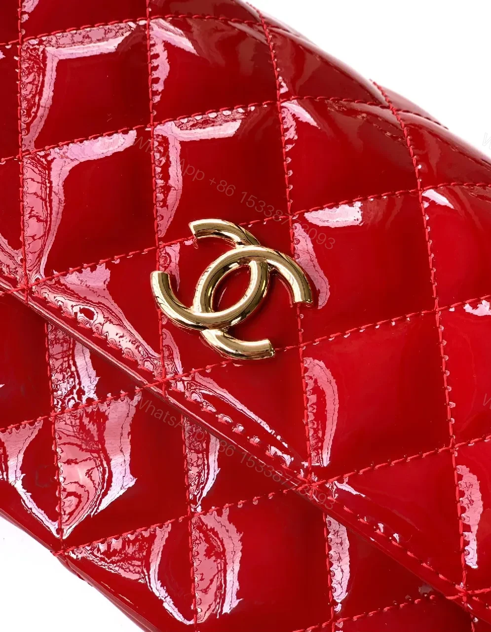 View 5 of Statement Red Quilted Calf Leather Compact Handbag