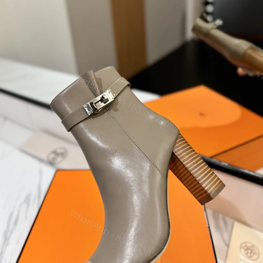 View 7 of 高仿Hermes*H192176ZE5小牛皮高踭短靴沙色8.5CM免檢版