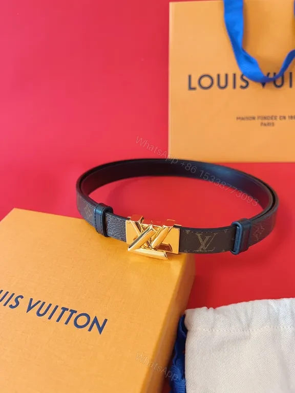 Refined Signature Belt â€“ Dark-Brown Canvas, Gold LV Buckle — view 1