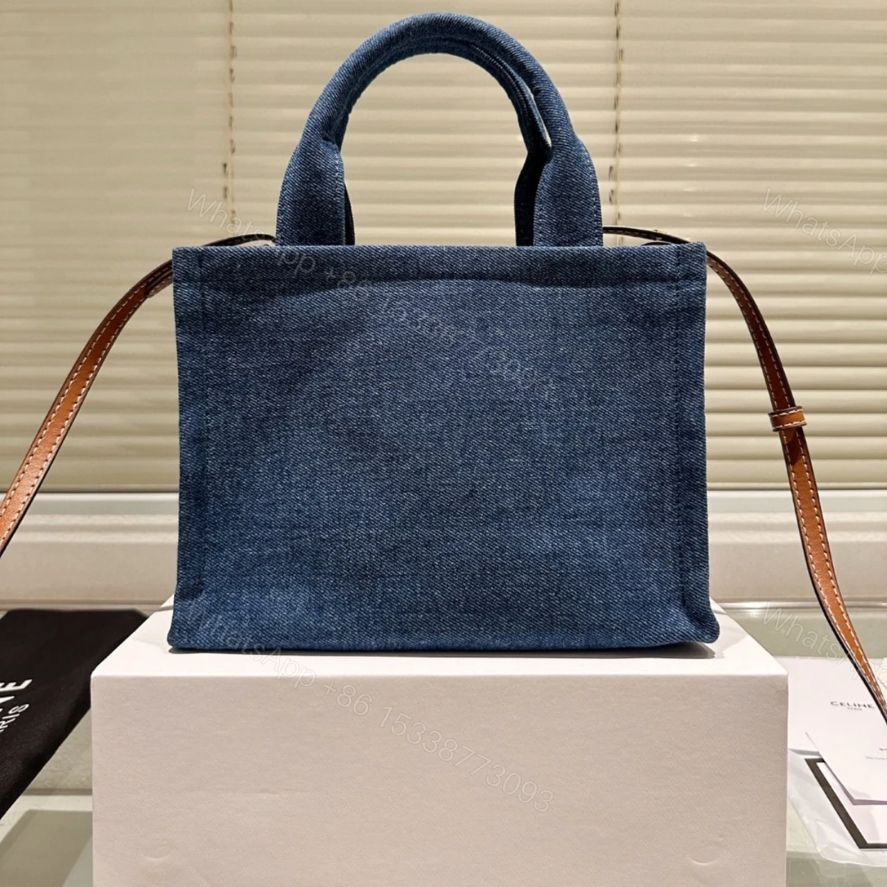 View 6 of CELINE SMALL CABAS TOTE BAG DENIM BLUE 25CM 199162GFF 05BD