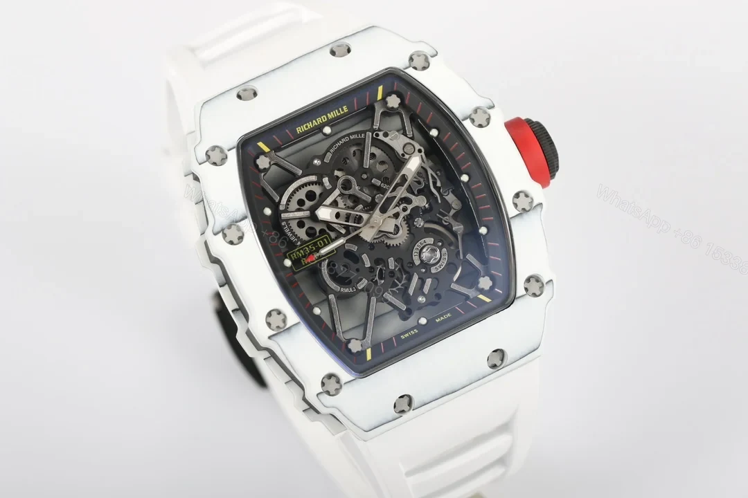 View 3 of Richard Mille RM35-01 NTPT Carbon Fiber RMUL3 White Gemstone Balance Watch RM35-01-CARBON-WHITE