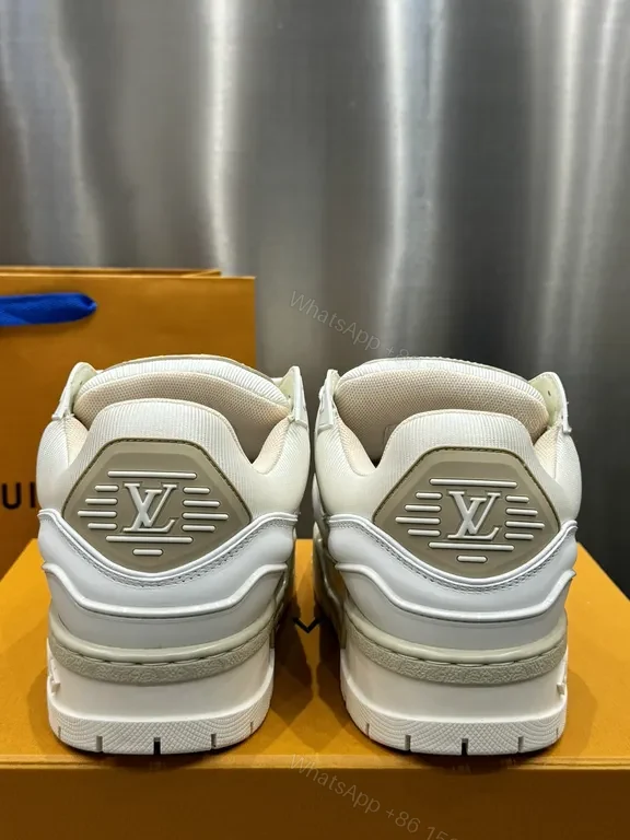 View 4 of Cream-Snow Luxury Sneakers: Premium Leather, LV-Inspired Details, All-Day Comfort