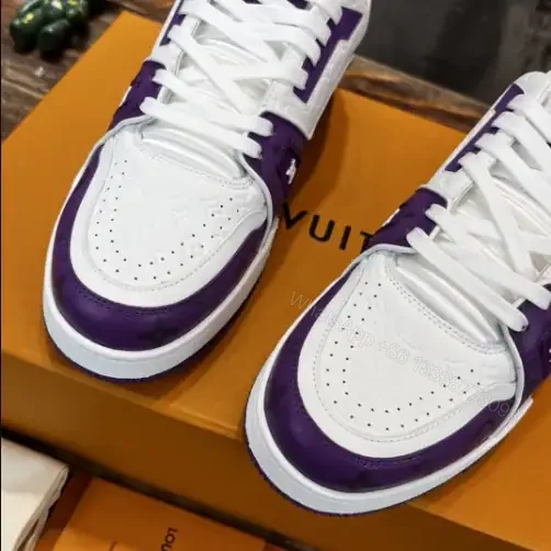 View 8 of LOUIS VUITTON TRAINE SNEAKERS IN WHITE AND PURPLE – LSVT383