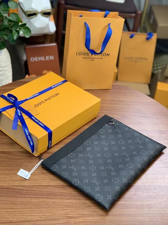 View 7 of Charcoal Monogram Canvas Clutch â€” Compact Luxury, All-Day Versatility