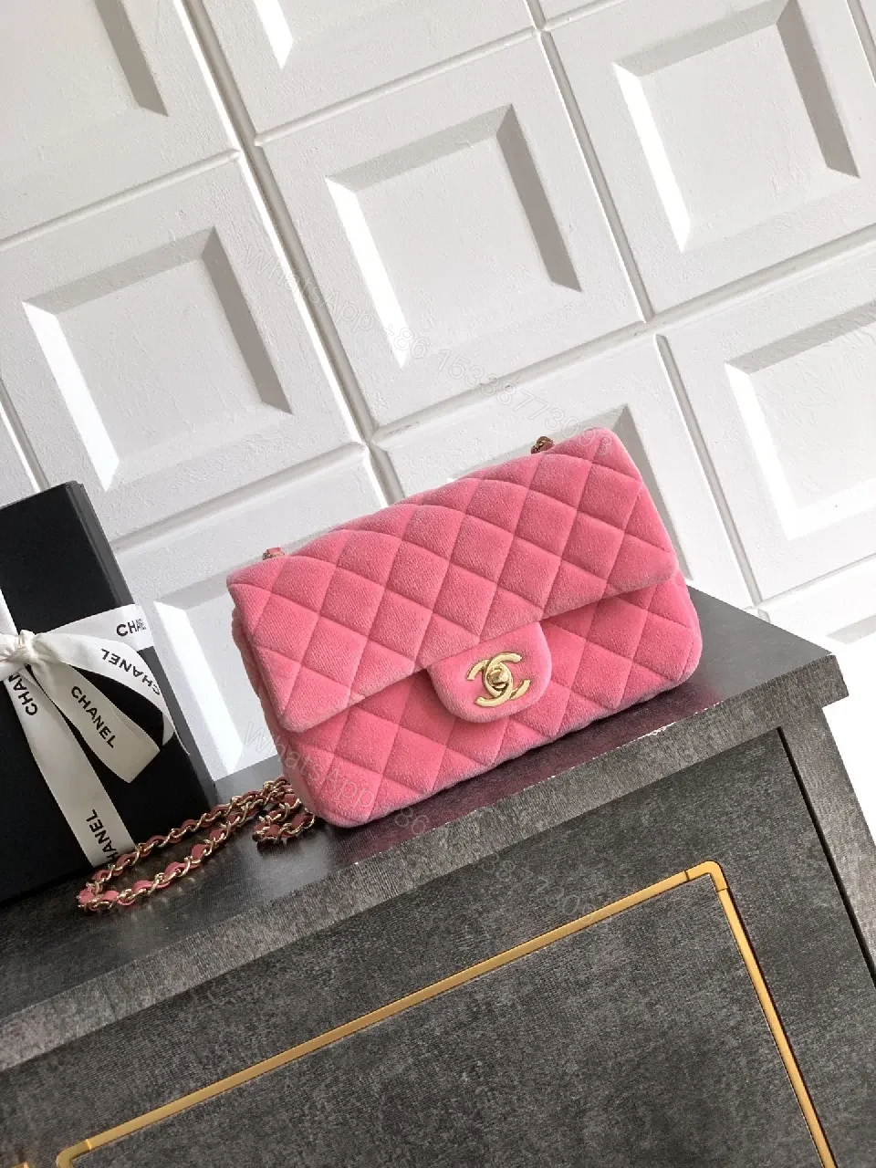 Pink Quilted Mini Bag - Gold Hardware Chic Crossbody — view 1