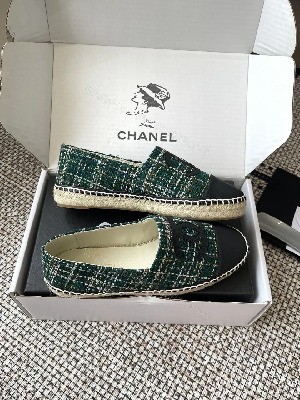 View 3 of Green Tweed Slip-Ons: Luxe Logo Cap Toe Loafers