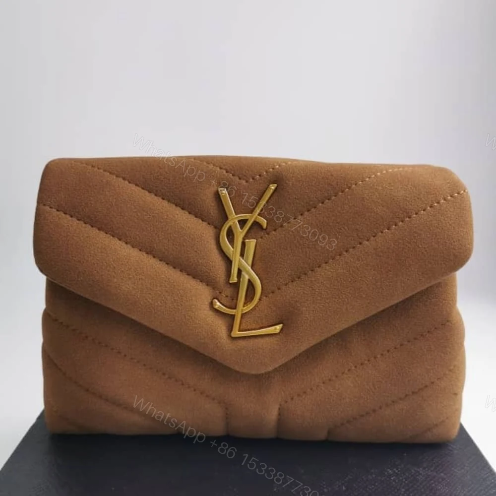 View 2 of Saint Laurent Loulou Small Shoulder Bag In Suede Brown 22Cm
