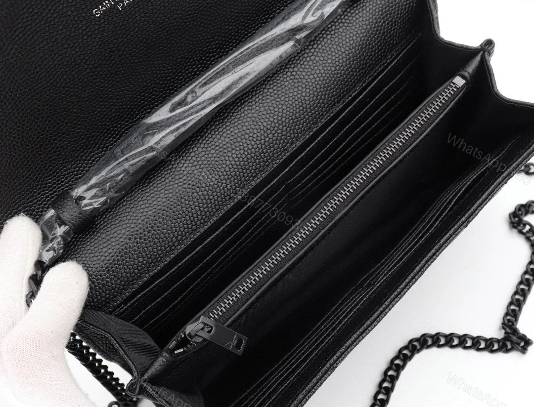 View 4 of CASSANDRE ENVELOPE CHAIN WALLET IN GRAIN DE POUDRE