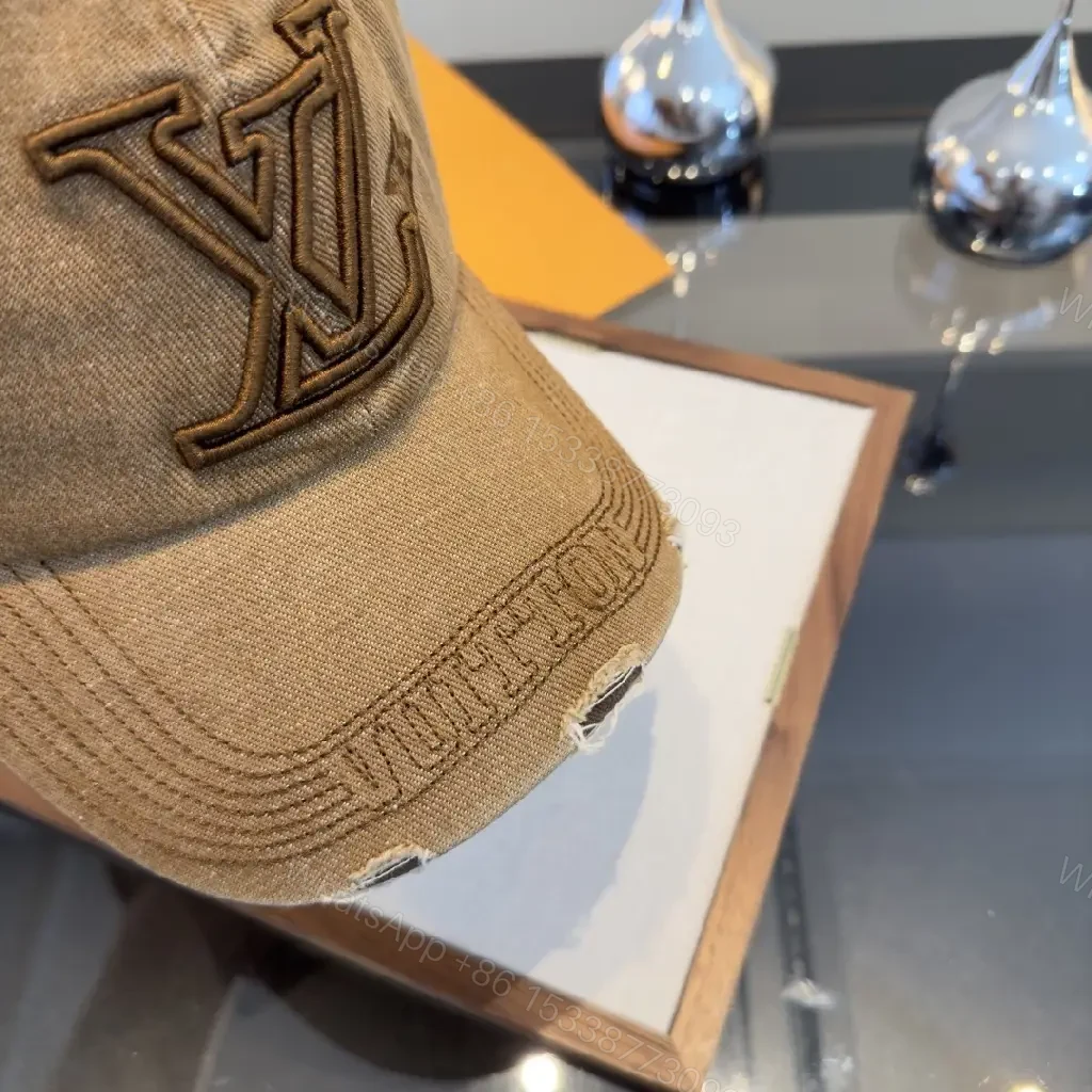 View 4 of Casual Luxe Cap: Distressed Tan Cotton with LV Logo