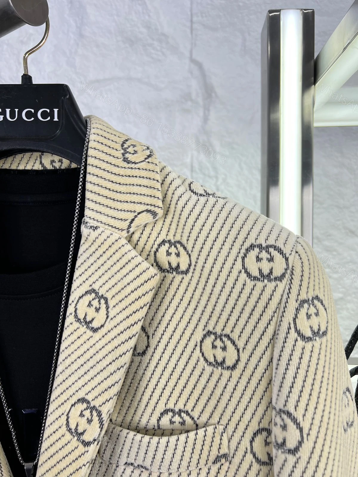 View 3 of First Copy Gucci Imported Fabric Blazer