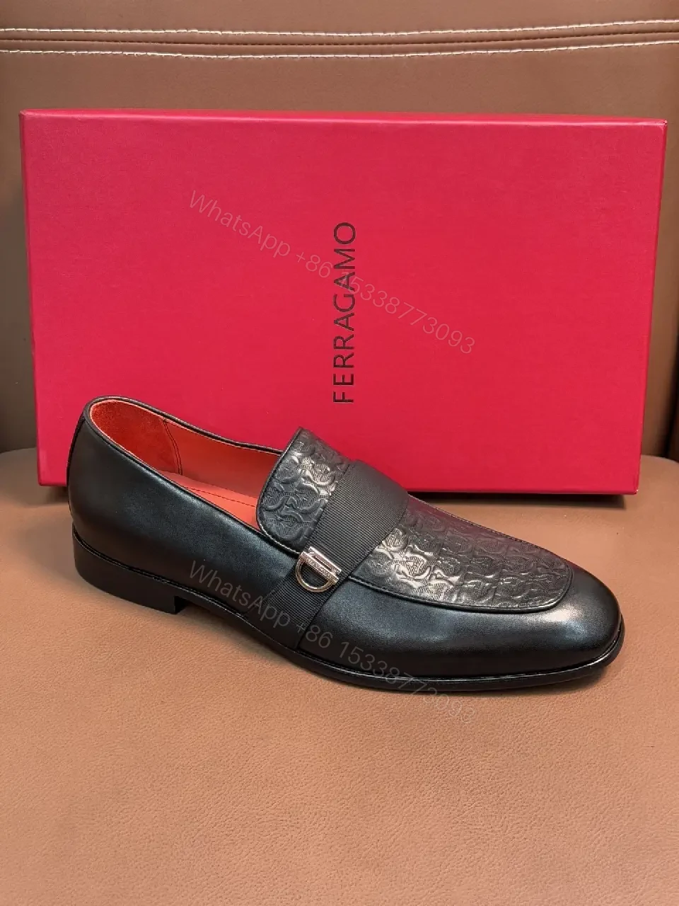 View 4 of Chic Textured Leather Loafer with Signature Hardware