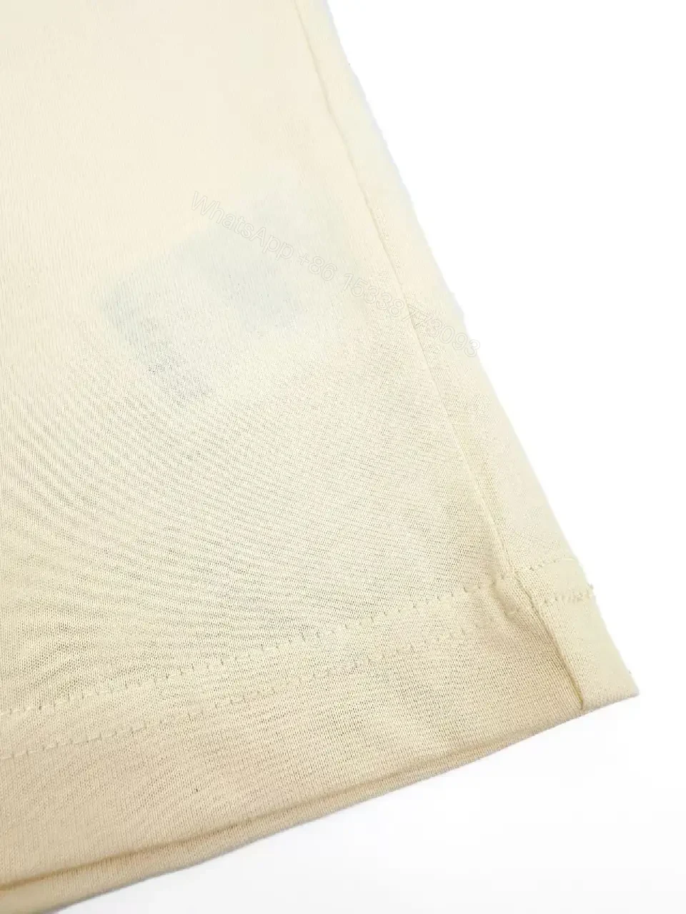 View 10 of Cream-Colored Cotton Crewneck Tee with Logo Patch, Relaxed Fit