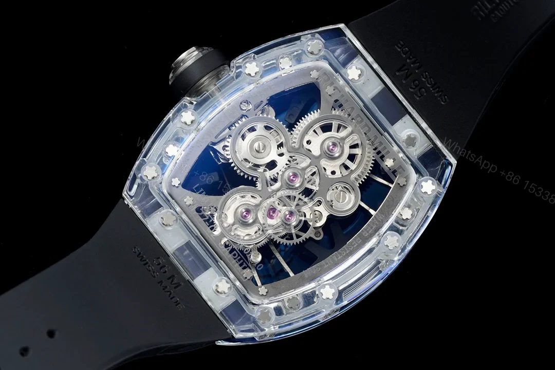 View 9 of Richard Mille RM56-02 Sapphire Crystal Tourbillon Watch Transparent Skeleton Cable Suspension Movement Premium Edition RM-RM56-02-SAP-TB-CBL