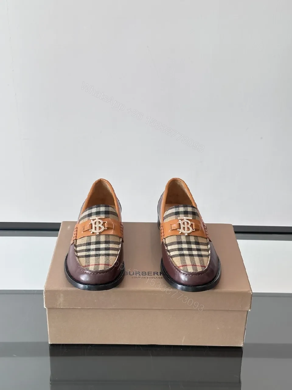 View 8 of Classic Plaid Leather Loafers with Rich Trim and Sole Comfort