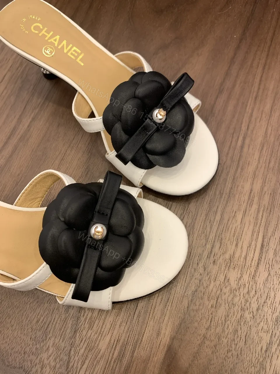 View 3 of Floral-Embellished Open-Toe Slide Sandals, Premium Comfort