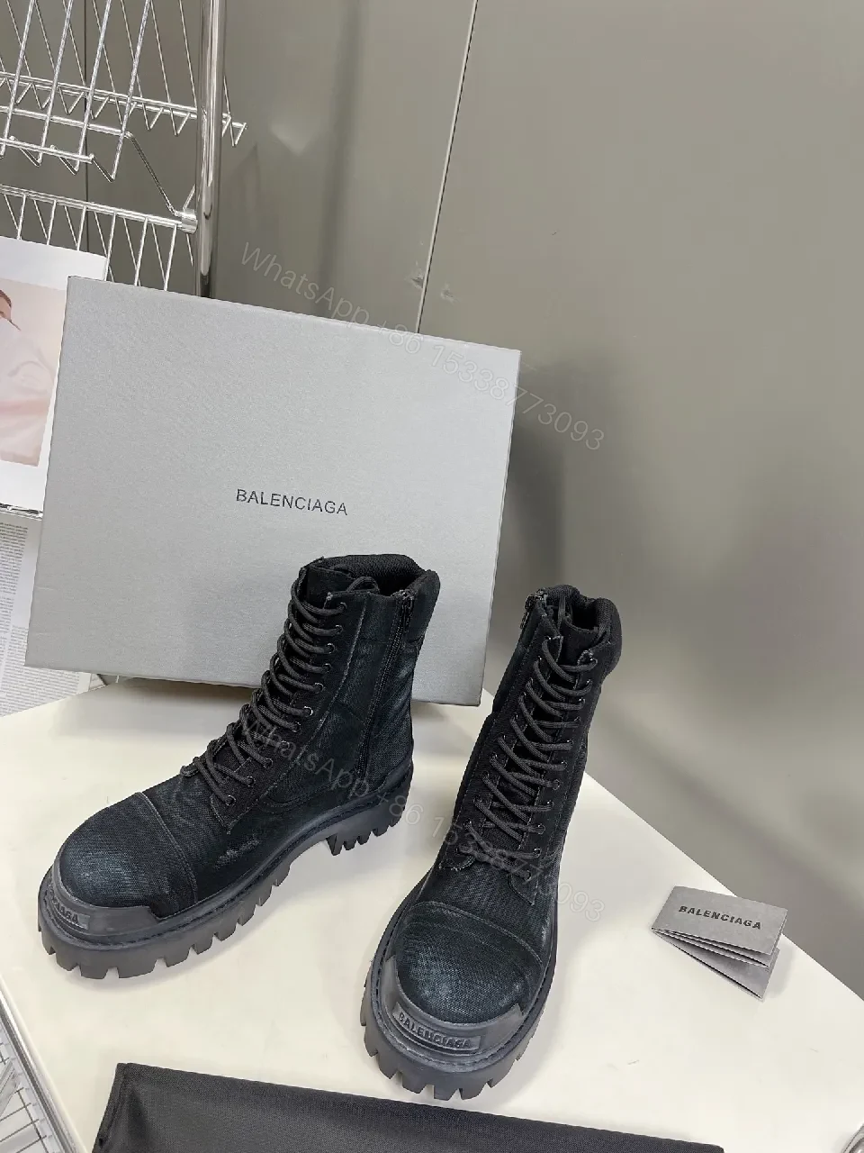 Bold Black Combat Boots with Rugged Texture — view 1