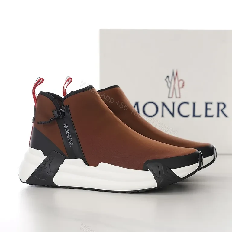 View 7 of Moncler Brown Leather High-Top Sneakers with All-Day Comfort