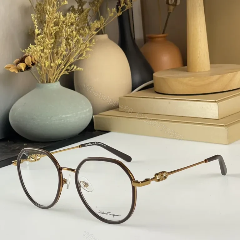 View 8 of Ferragamo Rose-Gold Round Frames with Gancini Details