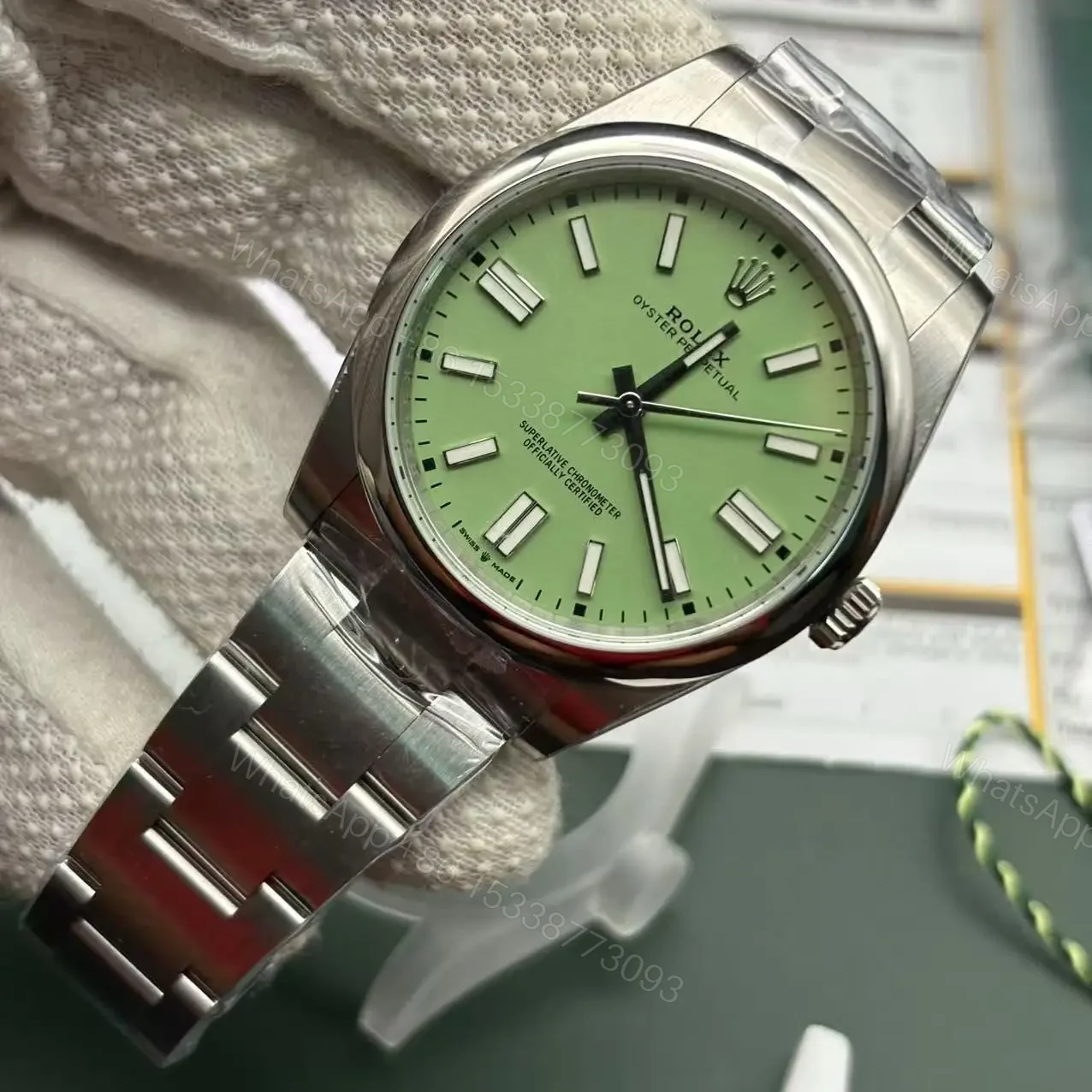 View 8 of Superclone Rolex Oyster Perpetual 277200 Pistachio Dial