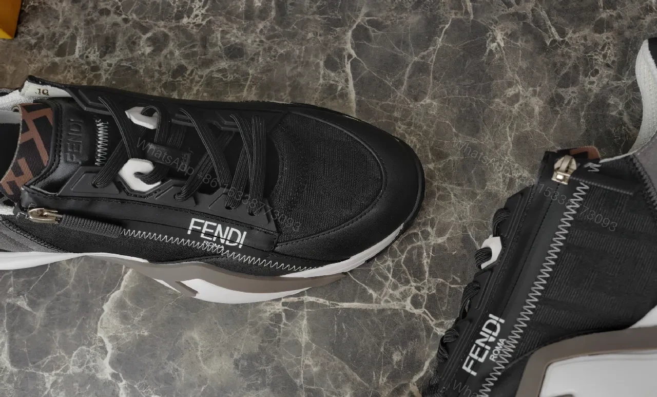 View 7 of Black Leather Knit High-Top Sneaker: Luxe Comfort & Texture