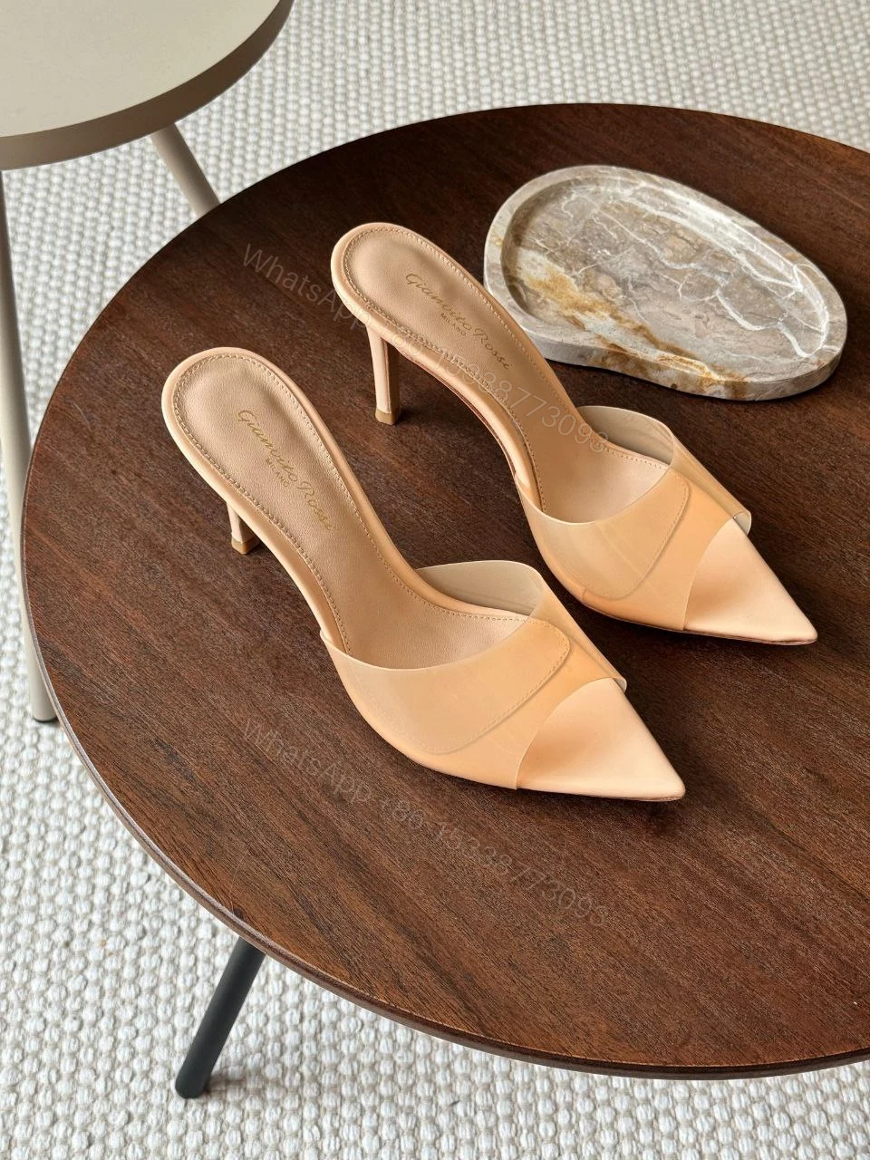 View 4 of Gianvito Rossi Elle 105 TPU and patent leather mules