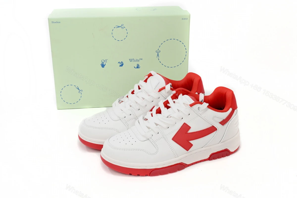 OFF-WHITE Out Of Office "OOO" Low Tops White Red OMIA189F22LEA0010125 — view 2