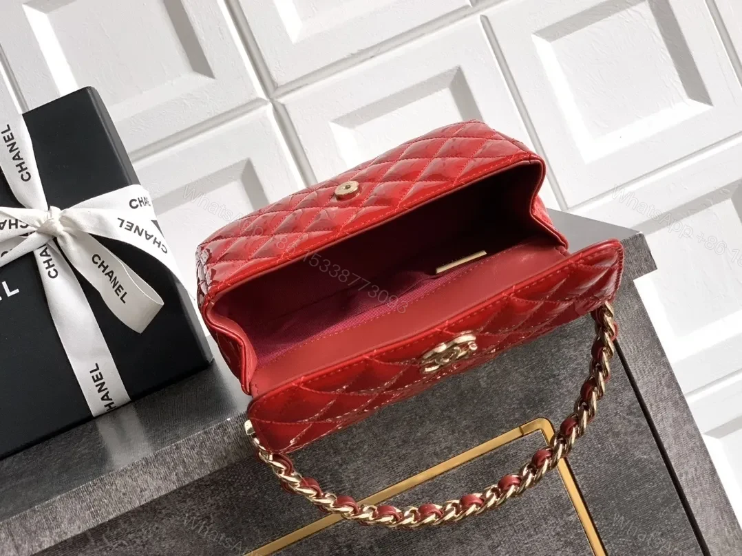 View 6 of Statement Red Quilted Calf Leather Compact Handbag