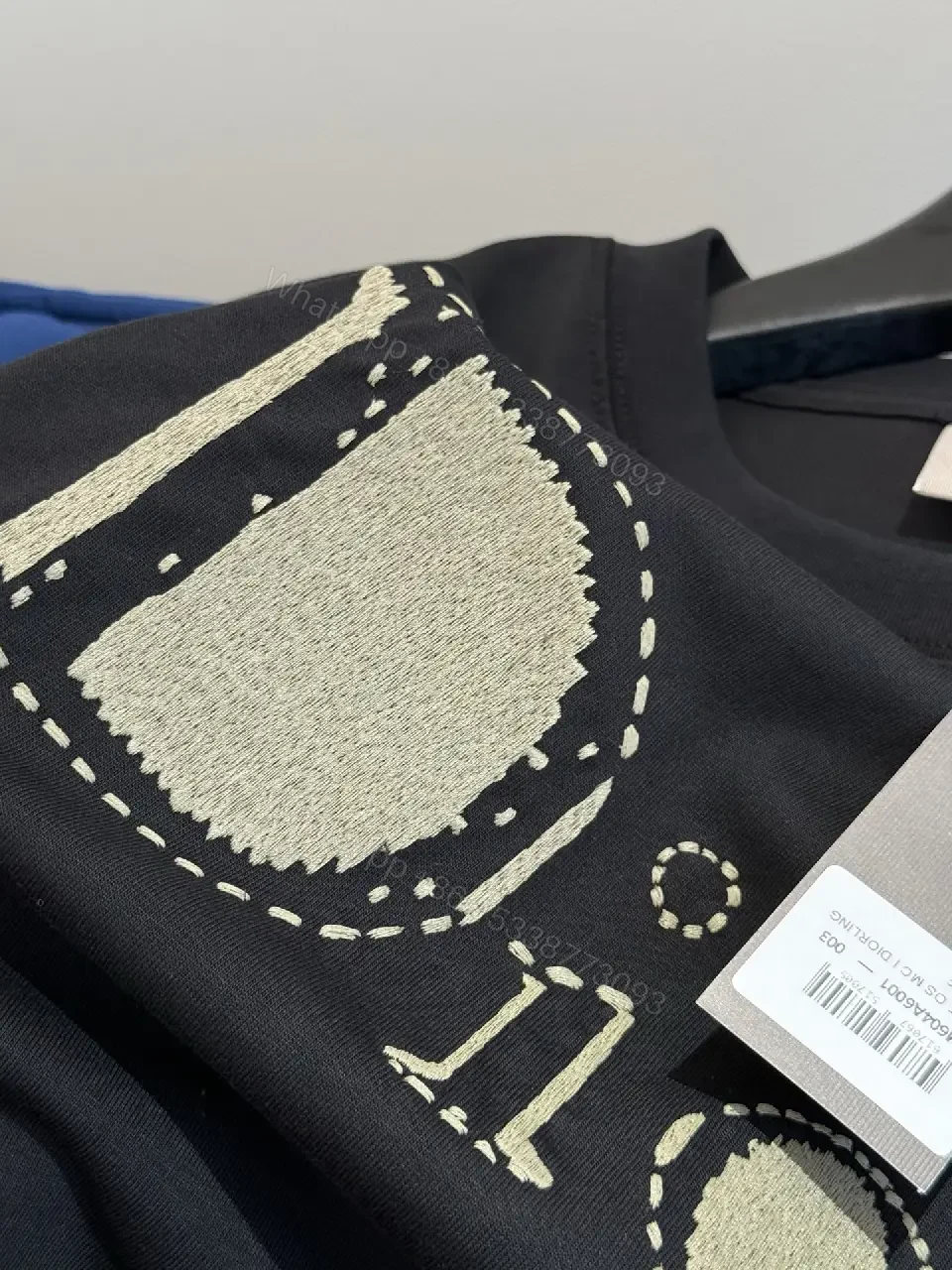 View 10 of Black Cotton Dior Logo T-Shirt, Glitter Accent, Dior Product Type: T-Shirt