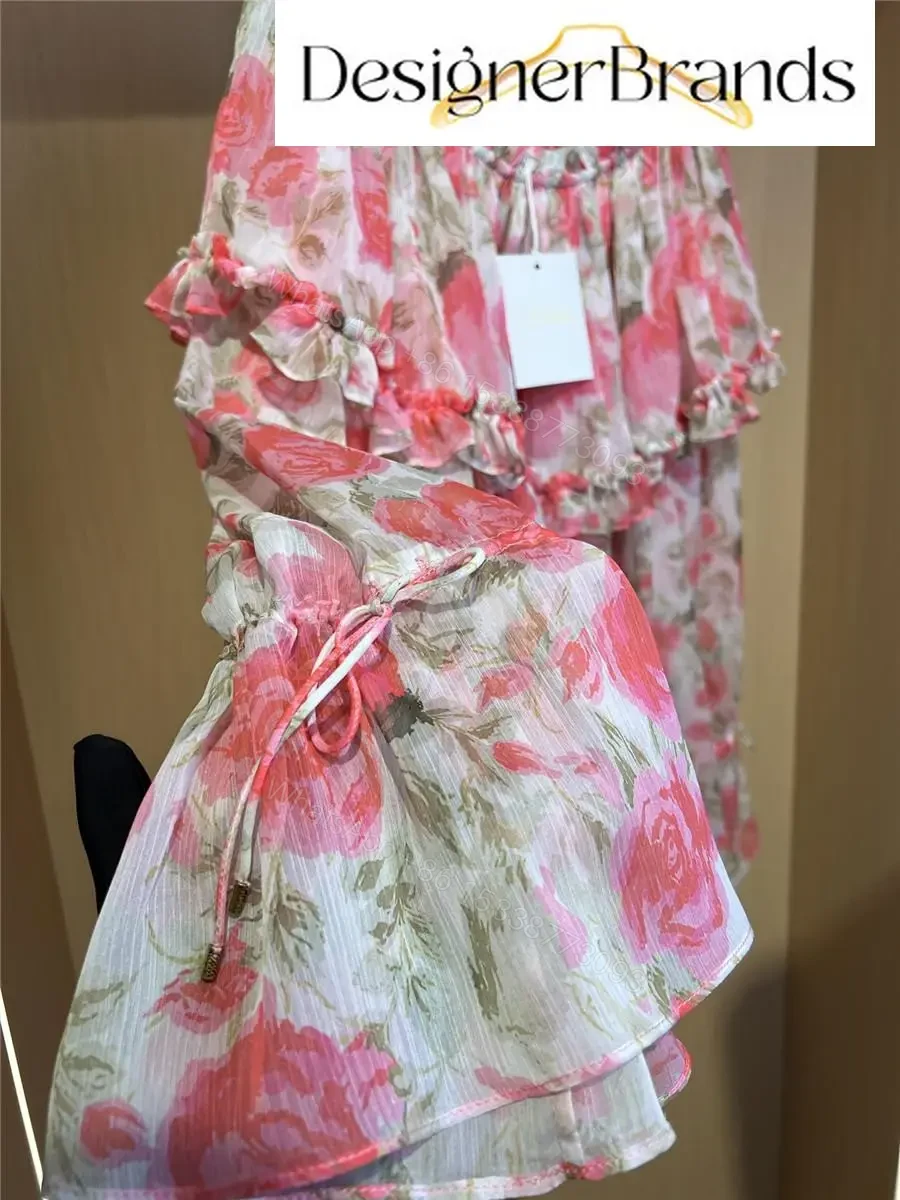 View 6 of Chloe Pink Rose-Print Off-the-Shoulder Top