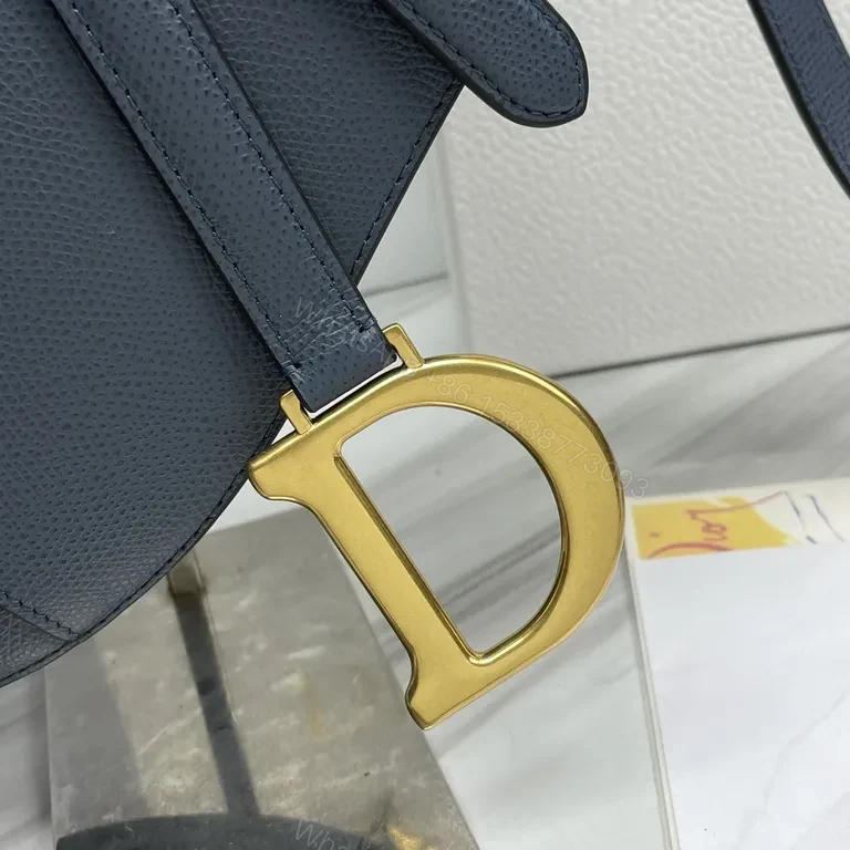 View 3 of Navy Leather Crossbody: Structured, Dior-Inspired Luxury Bag