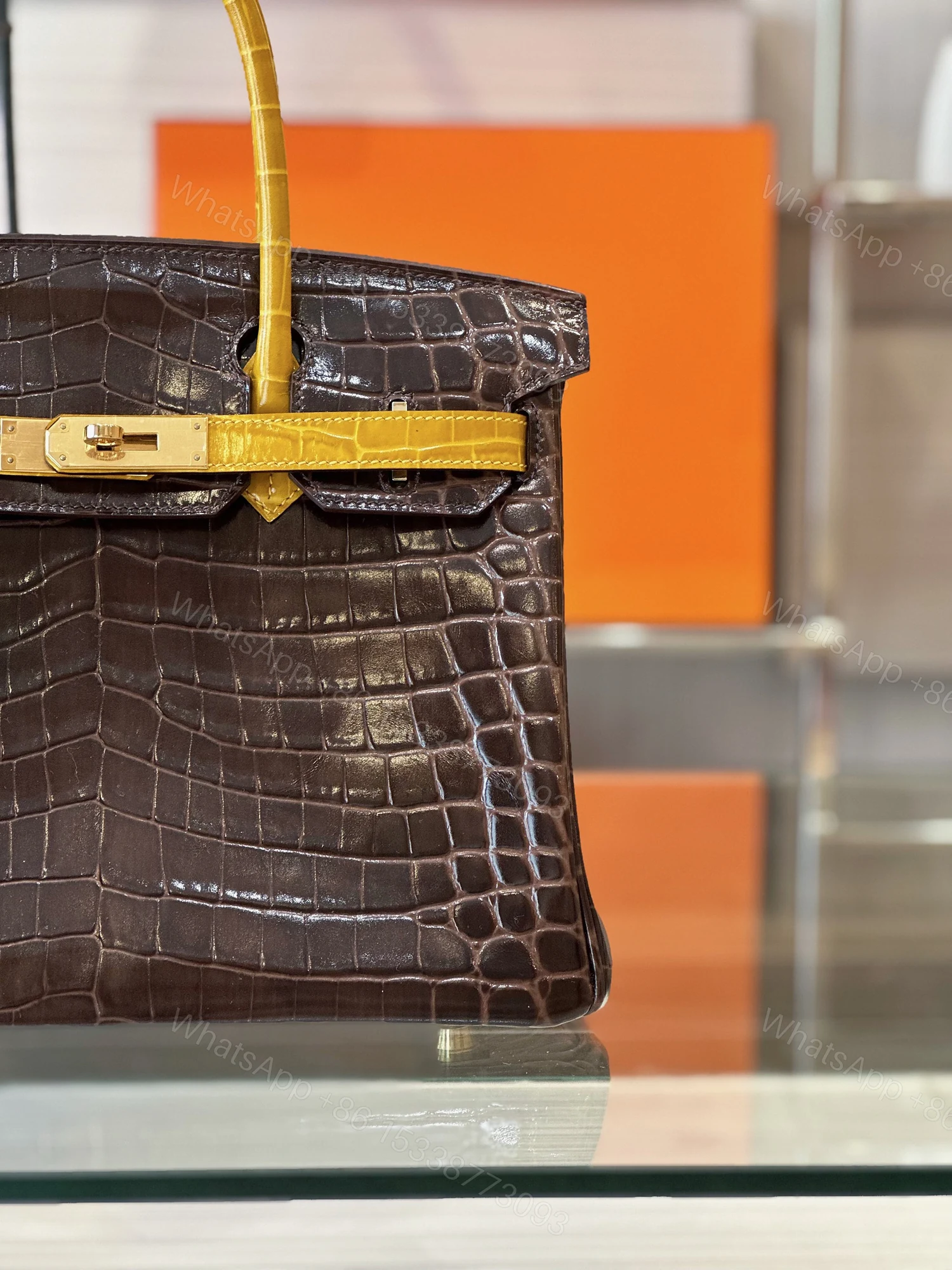 View 6 of Hermes Birkin 30 Brown/Gold Genuine Crocodile Leather Gold Hardware – Custom Made