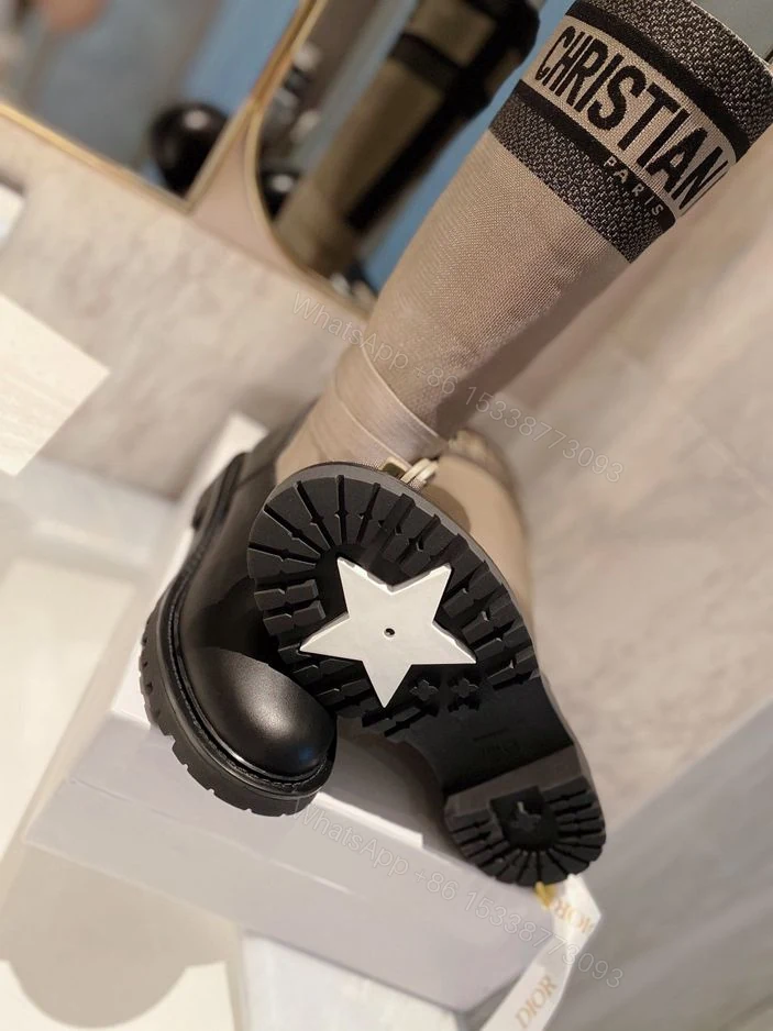 View 7 of DIOR D MAJOR BOOT FABRIC AND CALFSKIN IN TAUPE AND BLACK KCI611SCN S46X