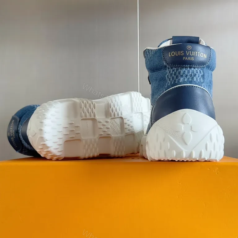 View 6 of Denim Luxe High-Top Sneakers: Subtle LV-Inspired Detailing