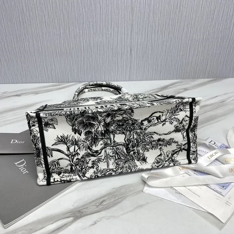 View 8 of Monochrome Floral Dior Tote: Bold Everyday Luxury Bag
