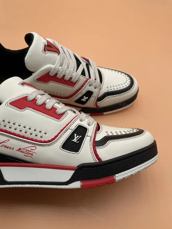 View 5 of White + Leather + Fashion Sneaker + LV Stripe Detail + Sneaker