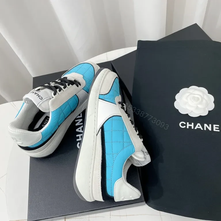 View 7 of Quilted Blue Chanel-Inspired Casual Luxury Sneakers