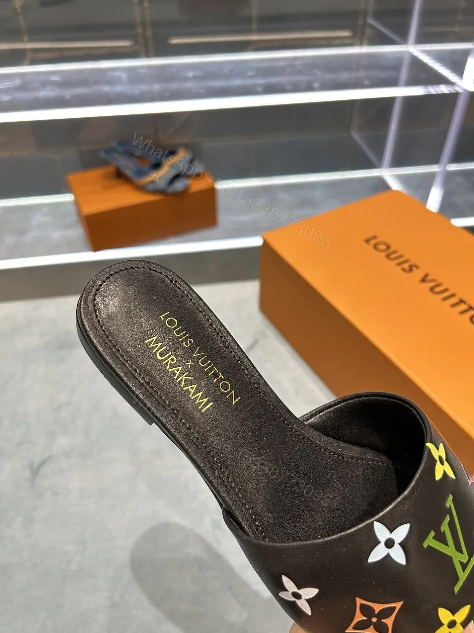 View 7 of Colorful Rainbow Monogram Slide Sandals