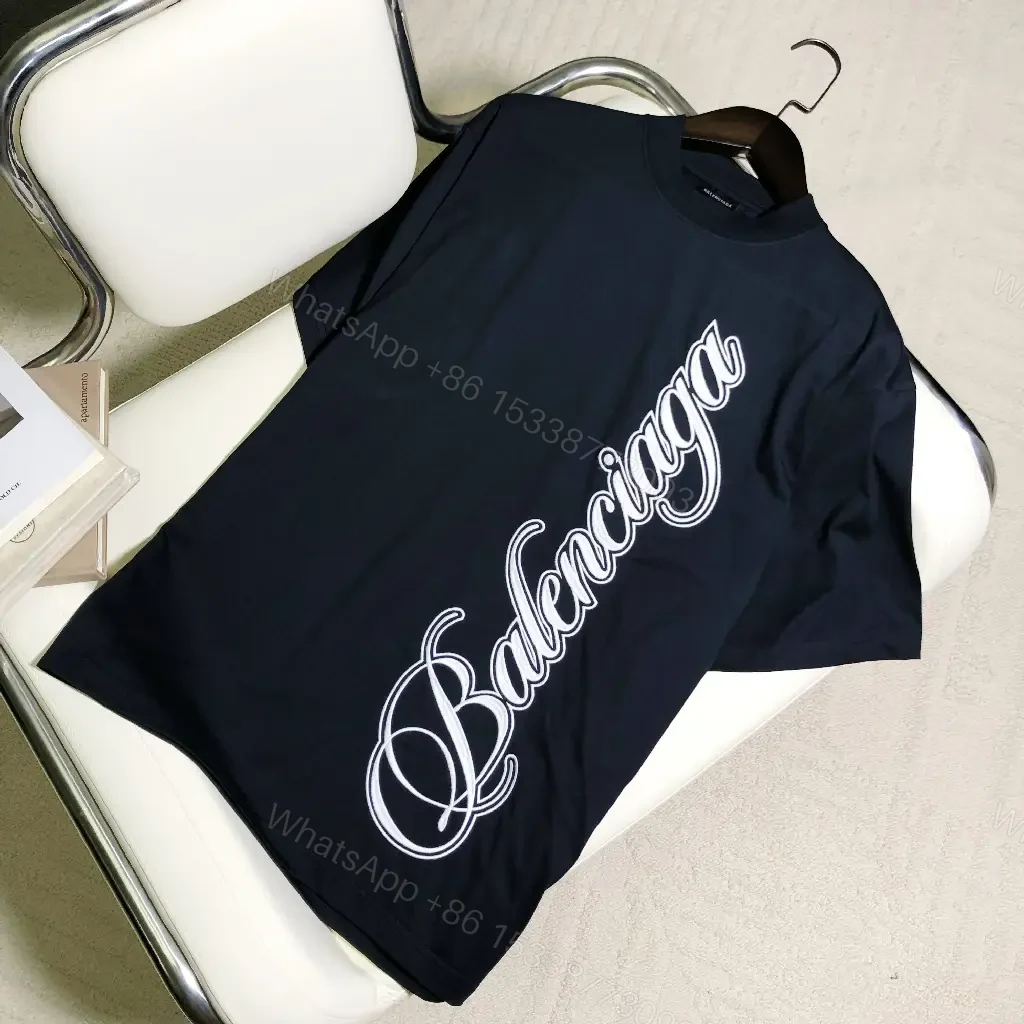 View 5 of Black Cotton Script Balenciaga Tee
