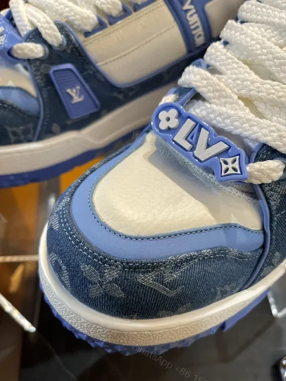 View 8 of Bold Denim-Inspired Trainer with LV Accents - Luxe Casual Sneakers