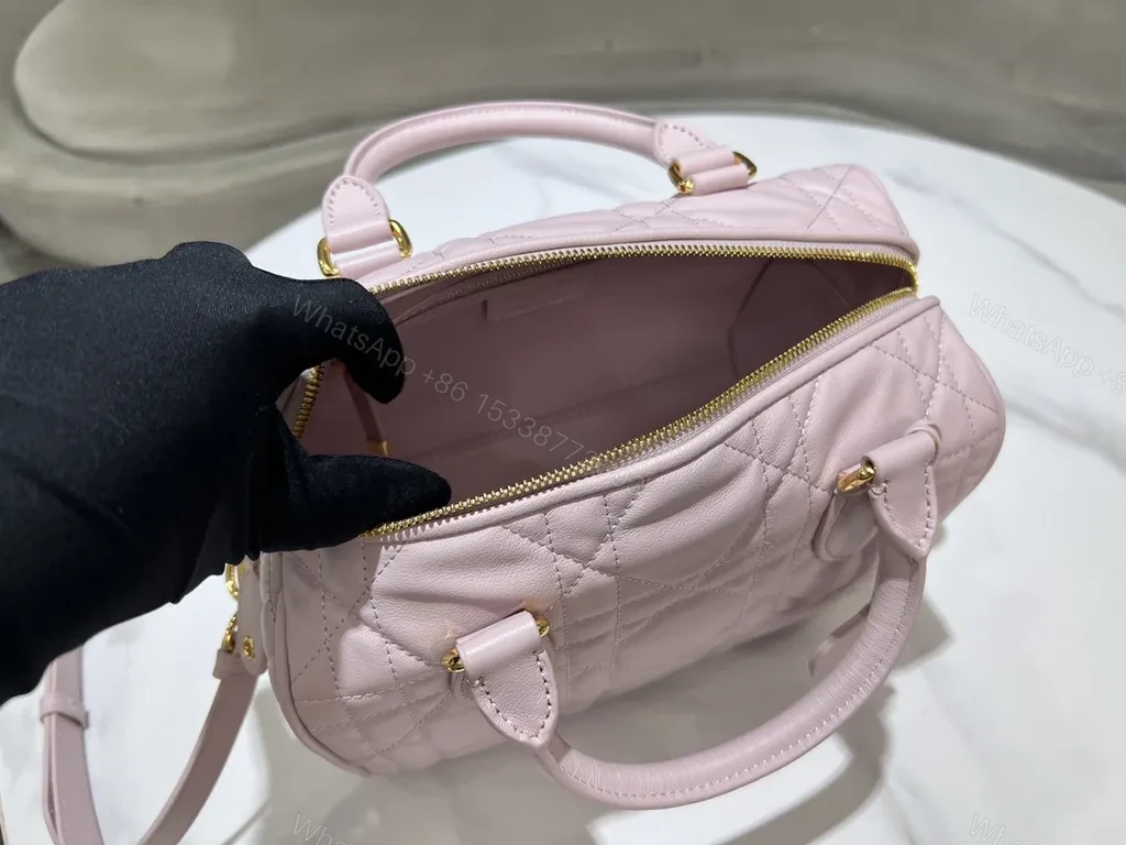View 8 of Chic Pink Quilted Mini Bag â€” Dior Luxury, Structured Silhouette