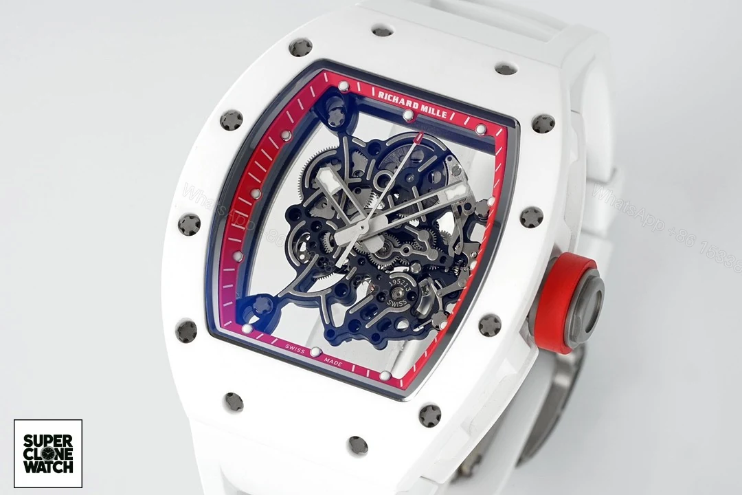View 2 of Richard Mille RM055 APSF Red Ceramic / Rubber Skeleton Dial Super Clone